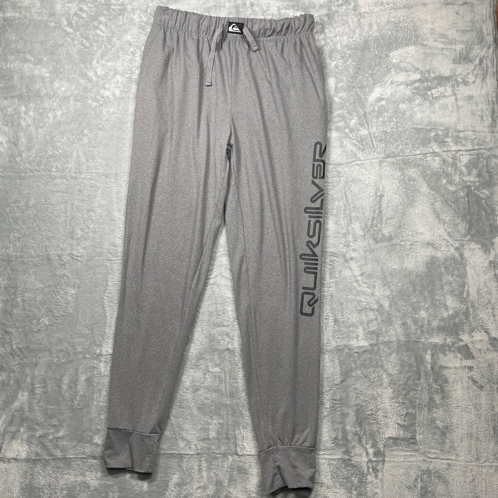 Quiksilver Men's Size S Gray‎ Jogger Pants Logo Print Drawstring Elastic Waist